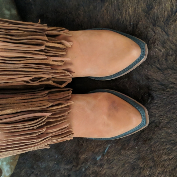 LIBERTY BLACK Vegas Faggio fringed snip toe ladies cowboy western boots sz 7 NWT - Picture 12 of 15